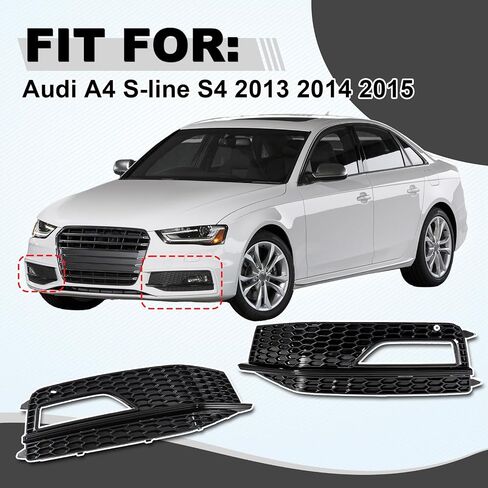 غطاء خفيف للضباب للسائق الأمامي وجانب الراكب متوافق مع Audi A4 S-line S4 2013 2014 2015، شبكة إطار مصباح الضباب تحل محل 8K0807682M، 8K0807681L in Kuwait