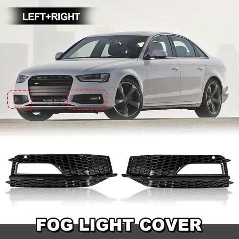 غطاء خفيف للضباب للسائق الأمامي وجانب الراكب متوافق مع Audi A4 S-line S4 2013 2014 2015، شبكة إطار مصباح الضباب تحل محل 8K0807682M، 8K0807681L in Kuwait