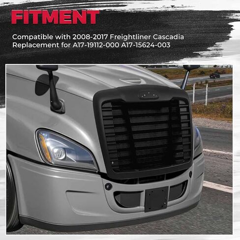 شبكة أمامية HECASA متوافقة مع 2008-2017 Freightliner Cascadia لاستبدال A1719112000 A1715624003 W/Bug Screen Grill باللون الأسود من بلاستيك ABS in Saudi Arabia