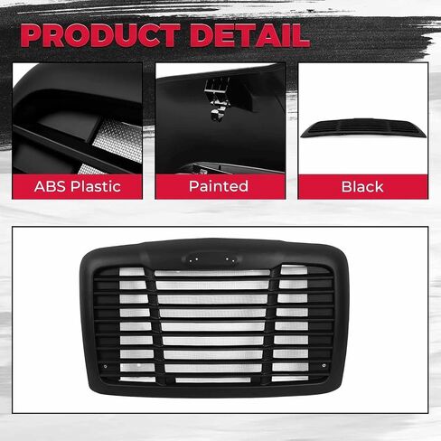 شبكة أمامية HECASA متوافقة مع 2008-2017 Freightliner Cascadia لاستبدال A1719112000 A1715624003 W/Bug Screen Grill باللون الأسود من بلاستيك ABS in Saudi Arabia