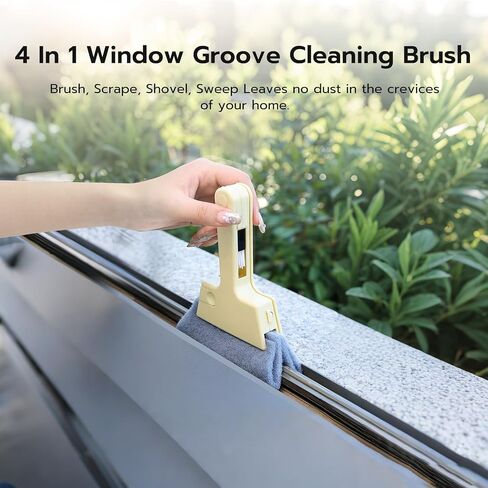 4-in-1 Crevice Cleaning Tool Set - Window Track Brush with Scraper, Sponge & Detail Brush for Grout, Corners, and Tight Spaces (6.3" x 5.3" x 1.6") in Saudi Arabia