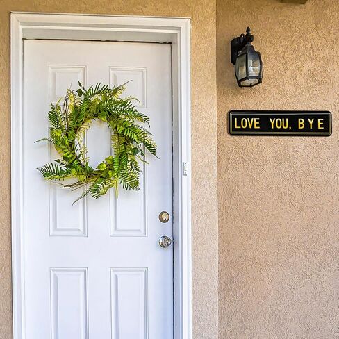 علامة Love You Bye العتيقة، علامة Love You Bye، ديكور جداري مقاس 16 × 4 بوصة من الألومنيوم لشريط المنزل والمدخل وباب المدخل وهدايا الترحيب بالمنزل للتعبير عن الدفء لعائلتك (بني) in Kuwait
