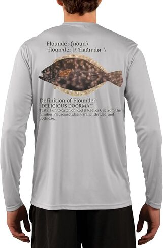 Skiff Life Flounder Fluke Fishing Shirts Men's Quick Dry Lightweight UPF 50+ Long Sleeve Shirts Rash Guard Moisture Wicking in Saudi Arabia