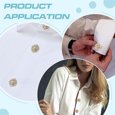 CRAFTMELODY 8Pcs Rhinestone Button Covers Sparkle Silver Rhinestone Cufflinks Decorative Buttons Clips with 30Pcs Plastic Buttons Detachable Sewing Kit Replacement for Women Men Dress Accessories in Kuwait