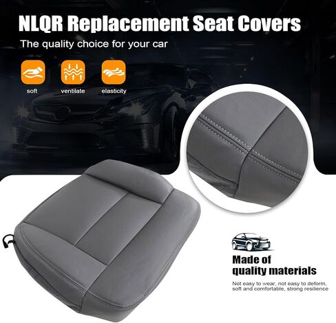 غطاء مقعد جلدي بديل من جانب السائق الأمامي NLQR ووسادة إسفنجية متوافقة مع Ford F150 Lariat 2004 2005 2006 2007 2008#QB رمادي فلينت متوسط in Saudi Arabia