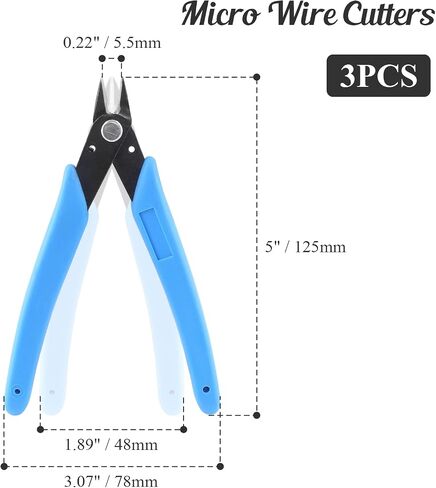 Bivethoi 3pcs قطع الأسلاك الصغيرة فلوش قطع القصاصات، قواطع قطرية صغيرة 3D الطابعة خيوط كماشة أداة، كماشة صغيرة صغيرة الرمز البريدي قطع التعادل لصنع المجوهرات نموذج (5 بوصة، أزرق فاتح) in Saudi Arabia