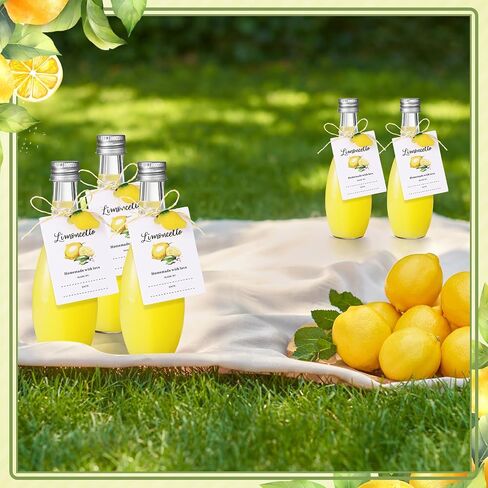 LemonRoad 24 Sets 1.7 oz Limoncello Glass Bottles, Empty Small Clear Liquor Bottles with Tags, Mini Resin Lemon Charms, Rope for Homemade Limoncello Brewing Beverages Gifts (Silver,Retro Style) in Saudi Arabia