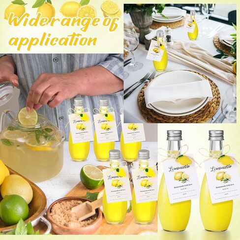 LemonRoad 24 Sets 1.7 oz Limoncello Glass Bottles, Empty Small Clear Liquor Bottles with Tags, Mini Resin Lemon Charms, Rope for Homemade Limoncello Brewing Beverages Gifts (Silver,Retro Style) in Saudi Arabia