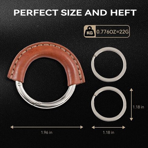 Genuine Leather Keychain - Carabiner Clip Key Fob with 2 Detachable Rings - Car Key Chain Holder for Men & Women in Saudi Arabia