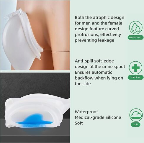 External Catheter for Men, Urine Collection Bag for Elderly Men Male Age 80, Reusable Portable Silicone Urinal with 2 Urine Catheter Bag (White) in Saudi Arabia