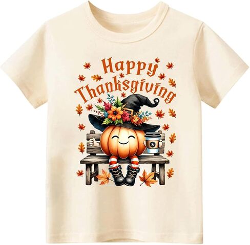 Funny Thanksgiving Shirts for Kids Boys Girls Toddler Turkey Pumpkin Graphic T-Shirt Short Sleeve Tops Tee 2-8 Years in Saudi Arabia