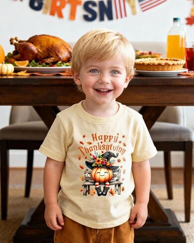 Funny Thanksgiving Shirts for Kids Boys Girls Toddler Turkey Pumpkin Graphic T-Shirt Short Sleeve Tops Tee 2-8 Years in Saudi Arabia