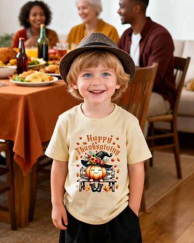Funny Thanksgiving Shirts for Kids Boys Girls Toddler Turkey Pumpkin Graphic T-Shirt Short Sleeve Tops Tee 2-8 Years in Saudi Arabia