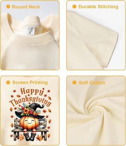 Funny Thanksgiving Shirts for Kids Boys Girls Toddler Turkey Pumpkin Graphic T-Shirt Short Sleeve Tops Tee 2-8 Years in Saudi Arabia