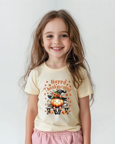 Funny Thanksgiving Shirts for Kids Boys Girls Toddler Turkey Pumpkin Graphic T-Shirt Short Sleeve Tops Tee 2-8 Years in Saudi Arabia