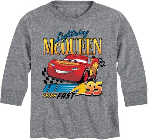 سيارات ديزني - Lightning McQueen Think Fast - تي شيرت برسومات طويلة الأكمام للأطفال الصغار والشباب in Kuwait