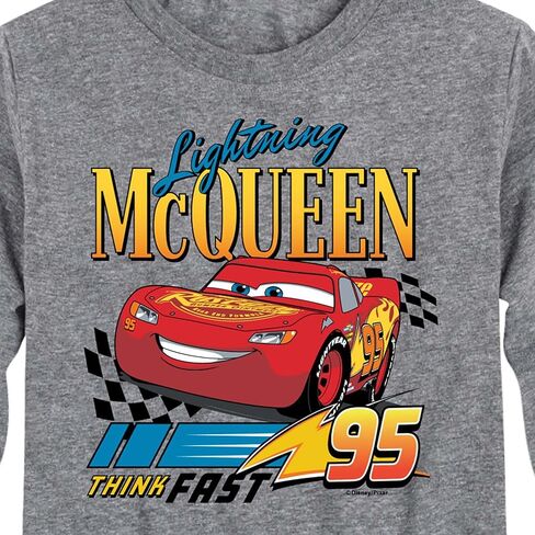سيارات ديزني - Lightning McQueen Think Fast - تي شيرت برسومات طويلة الأكمام للأطفال الصغار والشباب in Kuwait
