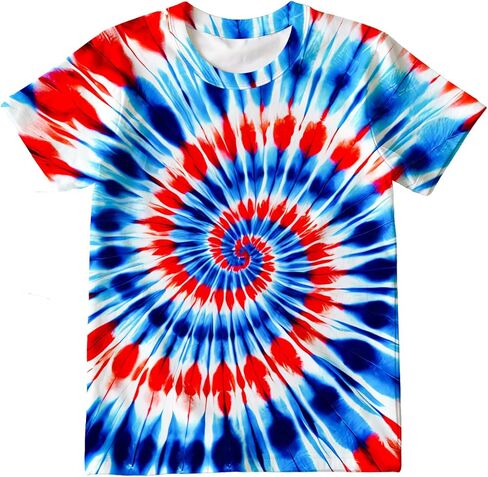 Kids Tie Dye T-Shirts Hippie Short Sleeve Shirt Tees for 6-18 Years Boys Girls in Kuwait