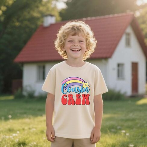 قمصان Cousin Crew للأطفال، تي شيرت قطني كلاسيكي برقبة مستديرة للأعمار من 2 إلى 7 سنوات in Kuwait