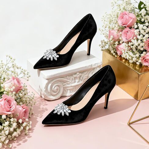 قطعتان من مشابك الأحذية المصنوعة من حجر الراين، مشبك أحذية مزخرف، مشابك أحذية للنساء، مشابك أحذية كريستالية قابلة للفصل، مشبك أحذية الزفاف، إكسسوارات بإبزيم للكعب الكريستالي الأنيق لحفلات الزفاف، والحفلات الراقصة، والحفلات in Kuwait