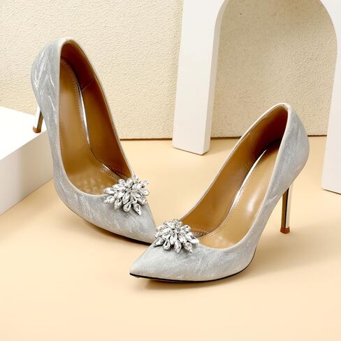 قطعتان من مشابك الأحذية المصنوعة من حجر الراين، مشبك أحذية مزخرف، مشابك أحذية للنساء، مشابك أحذية كريستالية قابلة للفصل، مشبك أحذية الزفاف، إكسسوارات بإبزيم للكعب الكريستالي الأنيق لحفلات الزفاف، والحفلات الراقصة، والحفلات in Kuwait