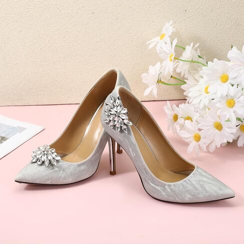 قطعتان من مشابك الأحذية المصنوعة من حجر الراين، مشبك أحذية مزخرف، مشابك أحذية للنساء، مشابك أحذية كريستالية قابلة للفصل، مشبك أحذية الزفاف، إكسسوارات بإبزيم للكعب الكريستالي الأنيق لحفلات الزفاف، والحفلات الراقصة، والحفلات in Kuwait