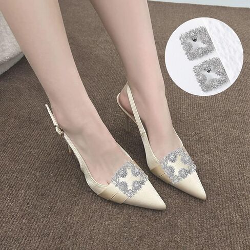 Elegant Crystal Rhinestone Shoe Clips 1 Pair Rectangle Buckle Decorative Floral Charms for Wedding Heels Detachable Pearl Shoes Decor Accessories in Saudi Arabia