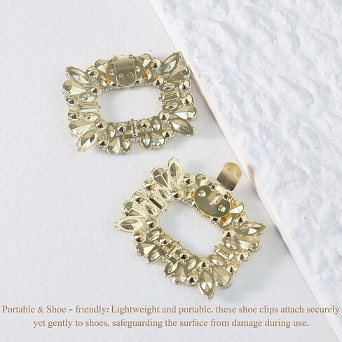 Elegant Crystal Rhinestone Shoe Clips 1 Pair Rectangle Buckle Decorative Floral Charms for Wedding Heels Detachable Pearl Shoes Decor Accessories in Saudi Arabia