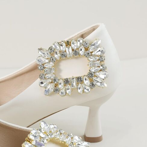 Elegant Crystal Rhinestone Shoe Clips 1 Pair Rectangle Buckle Decorative Floral Charms for Wedding Heels Detachable Pearl Shoes Decor Accessories in Saudi Arabia