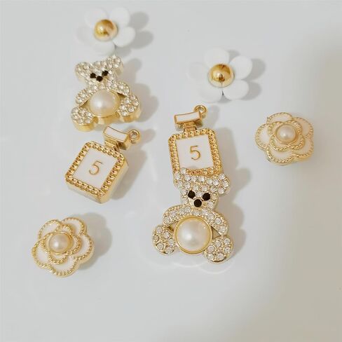 Shoe Charms Decoration Bling Flowers Pearls Shoes Charm, 16PCS Shoe Charms Accessories in Saudi Arabia
