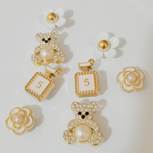Shoe Charms Decoration Bling Flowers Pearls Shoes Charm, 16PCS Shoe Charms Accessories in Saudi Arabia