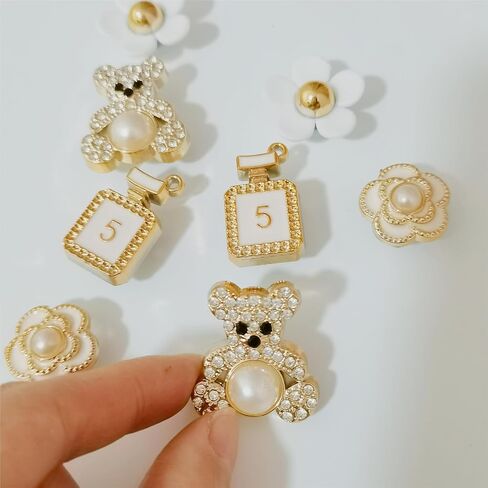 Shoe Charms Decoration Bling Flowers Pearls Shoes Charm, 16PCS Shoe Charms Accessories in Saudi Arabia