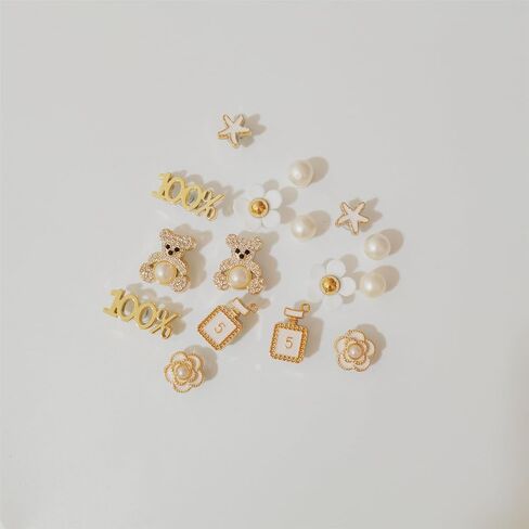 Shoe Charms Decoration Bling Flowers Pearls Shoes Charm, 16PCS Shoe Charms Accessories in Saudi Arabia