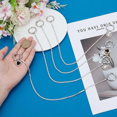 4 قطع من سلسلة حلي معدنية من رباط الحذاء سلاسل قلادة رائعة لتزيين الأحذية الرياضية من أجل حذاء رياضي وحقائب اليد والسراويل وسلسلة مفاتيح للنساء وإكسسوارات مجوهرات وحفلات أعياد الميلاد in Kuwait