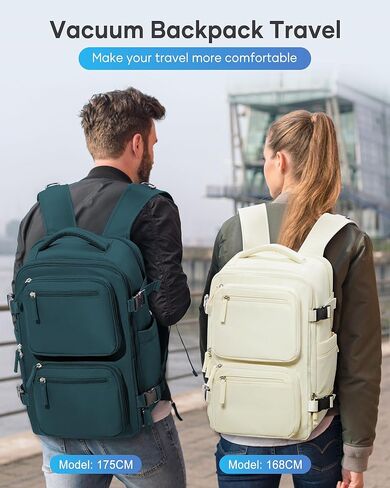 حقيبة ظهر Vacpack مع حقيبة ظهر بختم مفرغ، حقائب ظهر للسفر مع مضخة، حقائب ظهر للسفر، حقيبة ضغط للرجال، تحمل على حقيبة الطيران المعتمدة للنساء في عطلة نهاية الأسبوع والمشي لمسافات طويلة، حقيبة نهارية للعمل باللون الأزرق الطاووس in Kuwait