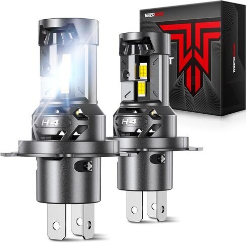 مصابيح إضاءة Torchbeam T5A H4، مصباح ضباب H4/9003، أكثر سطوعًا 60000LM مع مروحة مزدوجة 25000 دورة في الدقيقة، 6500K أبيض بارد، حجم 1:1، تثبيت 3 دقائق، 80000+ ساعة، توصيل N-Play، IP68، حزمة من 2 in Saudi Arabia