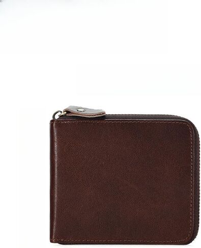 Genuine Leather Bifold Wallet for Men, Elegant Zip Around Design with RFID Blocking (Brown) in Saudi Arabia