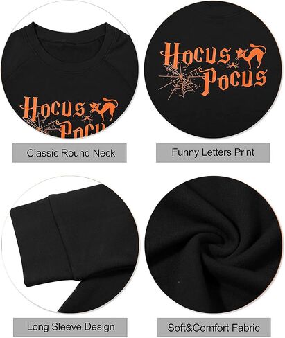 MNLYBABY Halloween Sweatshirt for Women Hocus Pocus Shirts Long Sleeve Black Cat Shirt Halloween Pullovers Sweatshirts Tops in Saudi Arabia
