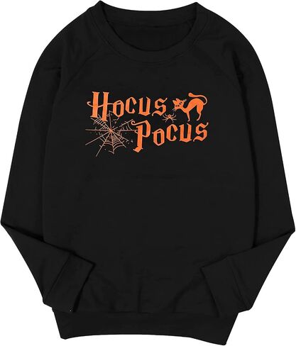 MNLYBABY Halloween Sweatshirt for Women Hocus Pocus Shirts Long Sleeve Black Cat Shirt Halloween Pullovers Sweatshirts Tops in Saudi Arabia
