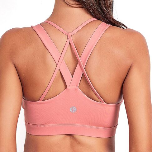 Sports Bra for Women, Sexy Crisscross Back Medium Support Padded Strappy Yoga Bra with Removable Cups in Saudi Arabia