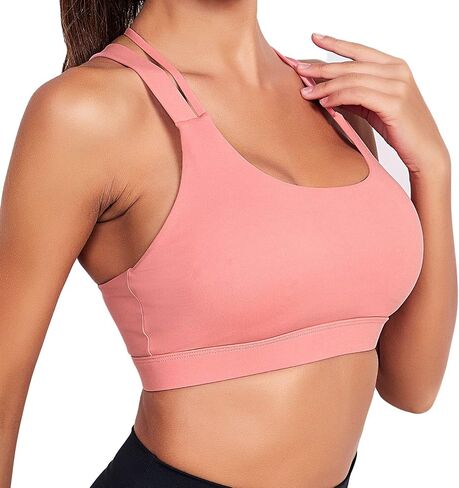 Sports Bra for Women, Sexy Crisscross Back Medium Support Padded Strappy Yoga Bra with Removable Cups in Saudi Arabia