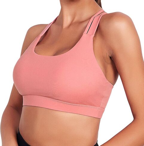 Sports Bra for Women, Sexy Crisscross Back Medium Support Padded Strappy Yoga Bra with Removable Cups in Saudi Arabia