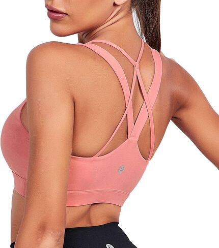 Sports Bra for Women, Sexy Crisscross Back Medium Support Padded Strappy Yoga Bra with Removable Cups in Saudi Arabia