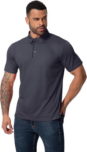 3 Pack Mens Polo Shirt Quick-Dry Short Sleeve Athletic Top Moisture Wicking Performance Dry Fit Golf Tennis T-Shirt in Saudi Arabia