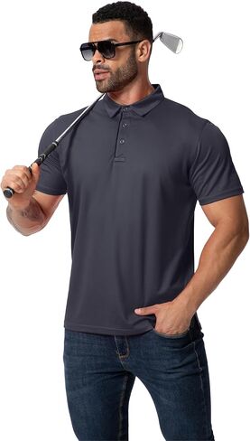 3 Pack Mens Polo Shirt Quick-Dry Short Sleeve Athletic Top Moisture Wicking Performance Dry Fit Golf Tennis T-Shirt in Saudi Arabia