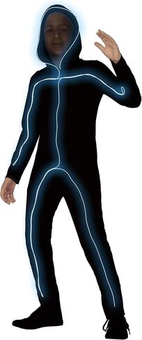 Spirit Halloween Kids Light-Up E.L. Wire Blue Stick Figure Costume | Stick Figure Cosplay | Jumpsuit Outfit | Funny Costume in Saudi Arabia
