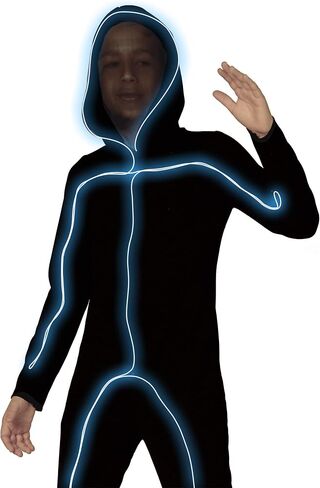 Spirit Halloween Kids Light-Up E.L. Wire Blue Stick Figure Costume | Stick Figure Cosplay | Jumpsuit Outfit | Funny Costume in Saudi Arabia