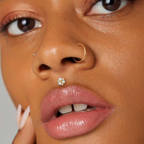 1PC ASTM F136 Titanium Threaded(0.9mm internal) Cute Opal CZ Tops Piercing studs for Conch,Tragus,Helix,Lobe Come With 4PCS Different Lengths Post 16G 18G Flatback earring nose Jewelry Gold Silver in Saudi Arabia