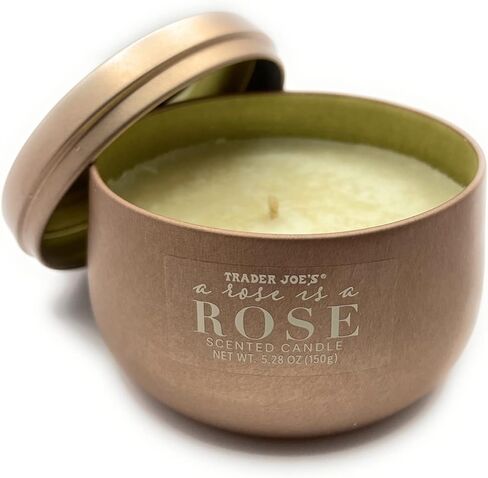 Trader Joes A Rose عبارة عن شمعة معطرة بالورد - شمع الصويا وزيت جوز الهند ومزيج شمع العسل 5.28 أونصة (عبوة من قطعة واحدة) in Saudi Arabia
