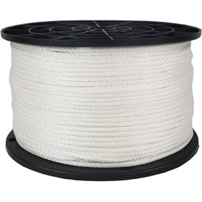 1/8 inch White Dacron Polyester Rope - 500 foot spool | Solid Braid - Industrial Grade - High UV and Abrasion Resistance - Low Stretch